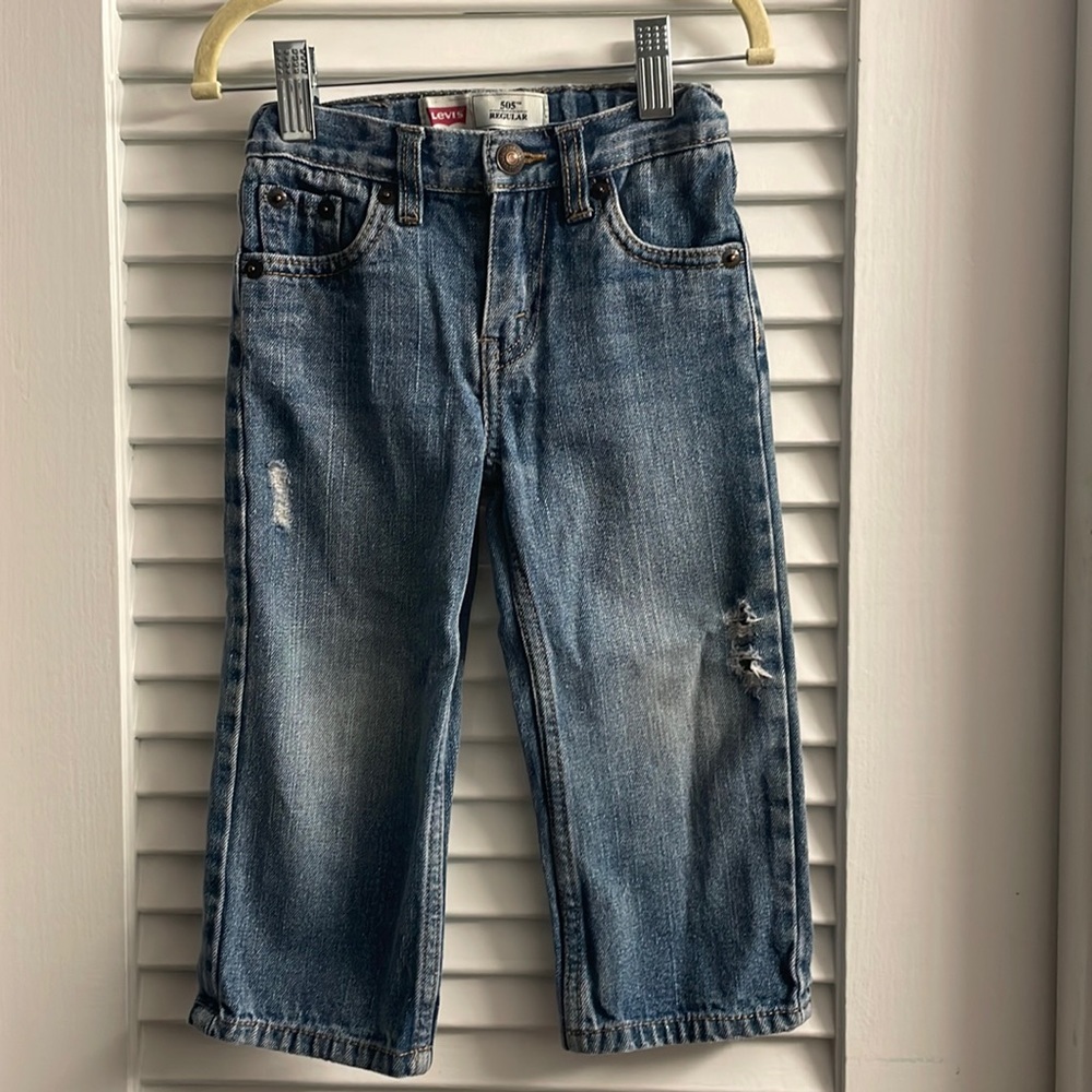 Classic Levi 505 Jeans-Like New-Size 24M Distressed. Hidden adjustable waist. - Picture 1 of 6